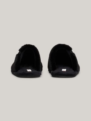 slippers felpate con monogramma th nero da donne tommy hilfiger