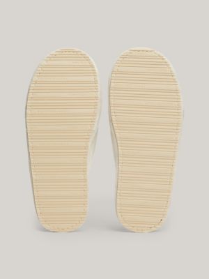 slippers felpate con monogramma th bianco da donne tommy hilfiger