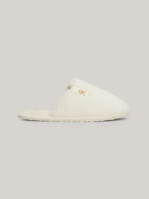 slippers felpate con monogramma th white da donne tommy hilfiger