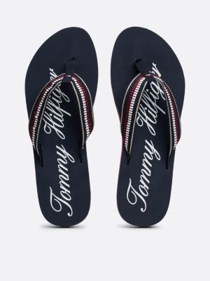 sandali infradito con fascette iconiche blu da donne tommy hilfiger