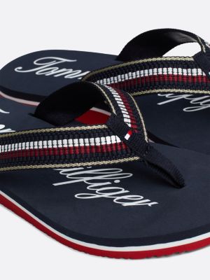 sandali infradito con fascette iconiche blu da donne tommy hilfiger