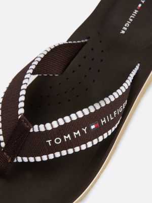 sandali infradito con logo sulle fascette nero da donne tommy hilfiger