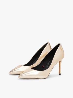 Metallic Leather Pointed Stiletto Heels Gold Tommy Hilfiger