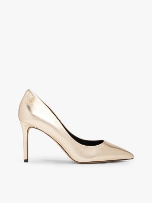 Metallic Leather Pointed Stiletto Heels Beige Tommy Hilfiger