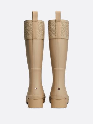 TH Monogram Rubber Cleat Rain Boots Beige Tommy Hilfiger