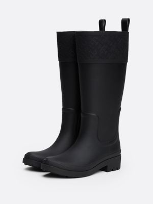 Black rubber rain boots online