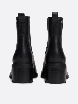 black enamel flag leather cleat chelsea boots for women tommy hilfiger