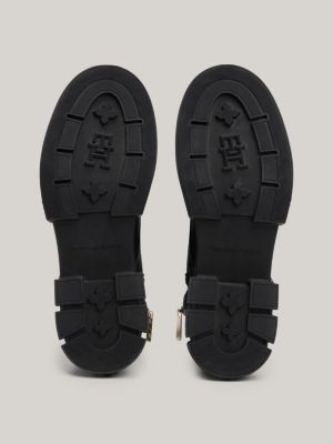 schwarz biker-schnürstiefel aus leder für damen - tommy hilfiger