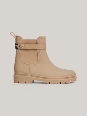 beige stud rubber cleat rain boots for women tommy hilfiger