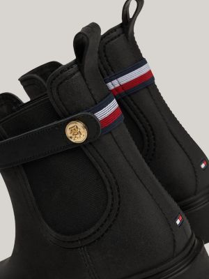 zwart rubberen regenlaars met profielzool voor dames - tommy hilfiger