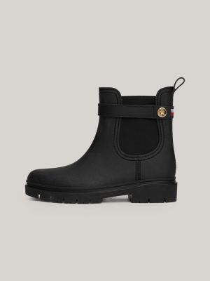 bottines de pluie en caoutchouc à clou noir pour femmes tommy hilfiger