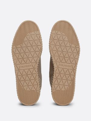 botas de piel con forro cálido y cordones beige de mujeres tommy hilfiger