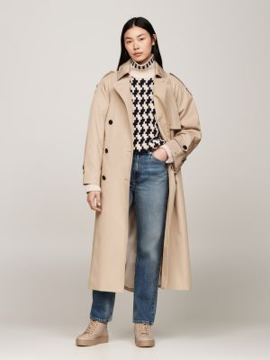 botas de piel con forro cálido y cordones beige de mujeres tommy hilfiger