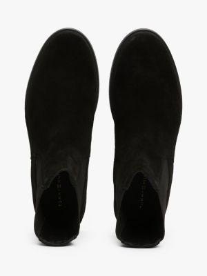 black suede enamel flag chelsea boots for women tommy hilfiger