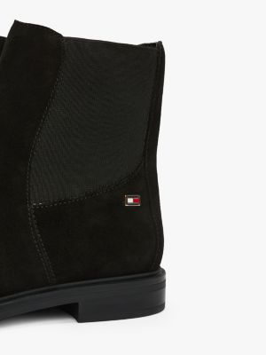 czarny zamszowe sztyblety z emaliowaną flagą dla kobiety - tommy hilfiger