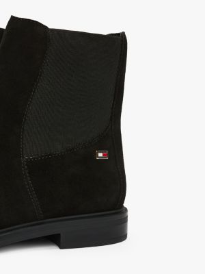 black suede enamel flag chelsea boots for women tommy hilfiger