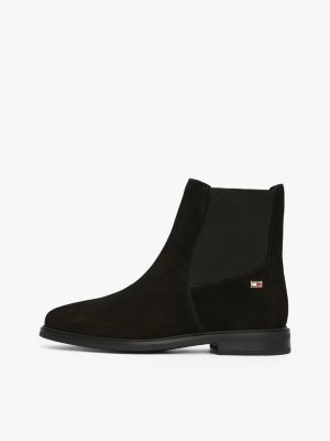 black suede enamel flag chelsea boots for women tommy hilfiger