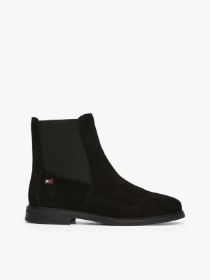 schwarz chelsea-boot aus wildleder mit flag für damen - tommy hilfiger