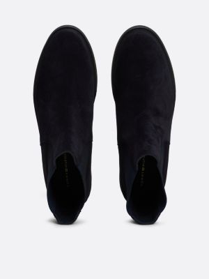 blauw suède chelsea boot met geëmailleerde vlag voor dames - tommy hilfiger