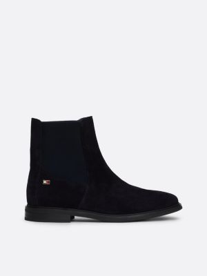 blau chelsea-boot aus wildleder mit flag für damen - tommy hilfiger