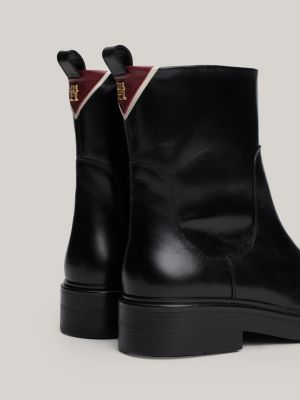 bottines zippées en cuir noir pour femmes tommy hilfiger