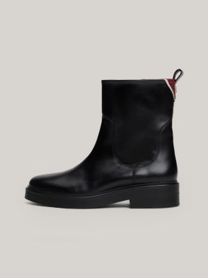 bottines zippées en cuir noir pour femmes tommy hilfiger