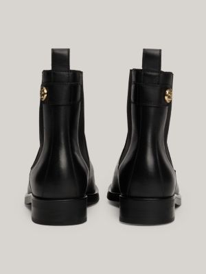 bottines chelsea en cuir à clou noir pour femmes tommy hilfiger