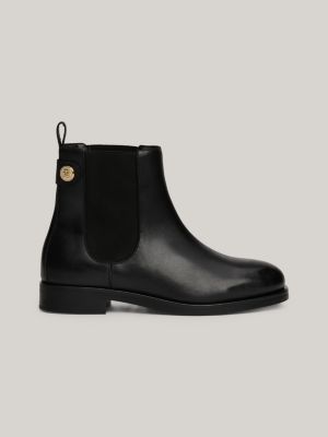 bottines chelsea en cuir à clou black pour femmes tommy hilfiger