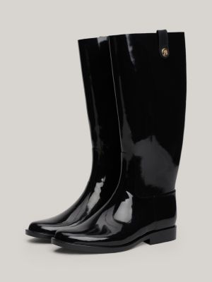 black stud patent high rain boots for women tommy hilfiger