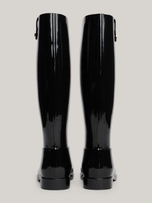 black stud patent high rain boots for women tommy hilfiger