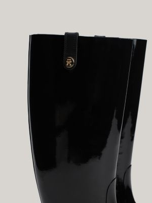 black stud patent high rain boots for women tommy hilfiger