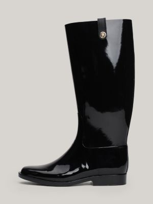 black stud patent high rain boots for women tommy hilfiger