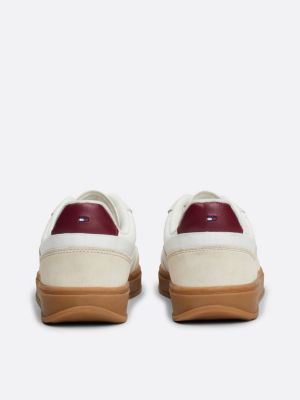 beige heritage suede court trainers for women tommy hilfiger