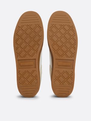 beige heritage suède sneaker voor dames - tommy hilfiger