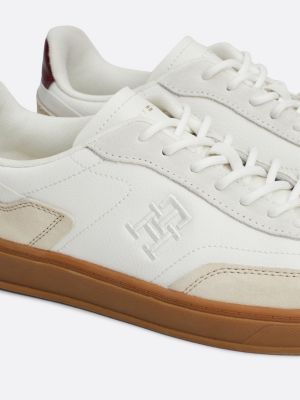 beige heritage suède sneaker voor dames - tommy hilfiger