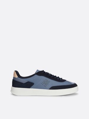 blue heritage suède sneaker voor dames - tommy hilfiger