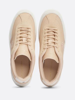 pink heritage suede court trainers for women tommy hilfiger