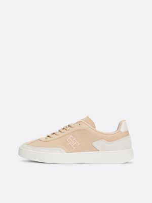 white heritage suede court trainers for women tommy hilfiger