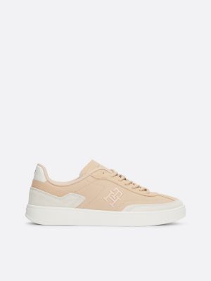 pink heritage suede court trainers for women tommy hilfiger