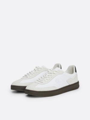 white heritage suede court trainers for women tommy hilfiger