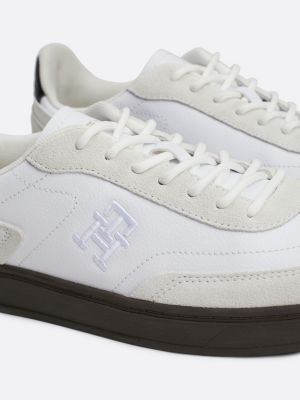 white heritage suede court trainers for women tommy hilfiger