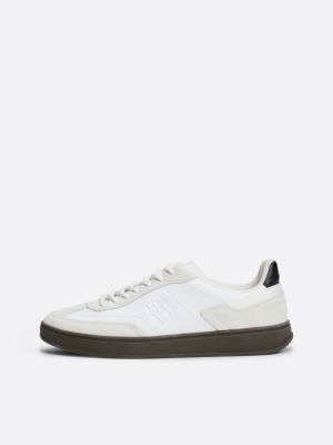 white heritage suede court trainers for women tommy hilfiger