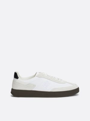 white heritage suede court trainers for women tommy hilfiger