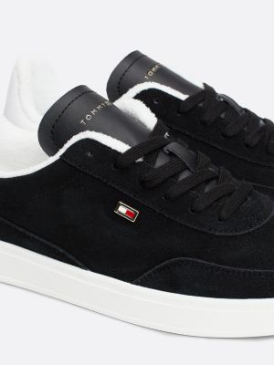 sneakers heritage in camoscio con bandierina nero da donne tommy hilfiger