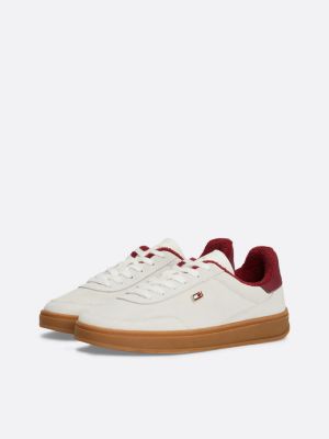 zapatillas heritage con logo esmaltado beige de mujeres tommy hilfiger