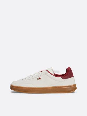 zapatillas heritage con logo esmaltado beige de mujeres tommy hilfiger