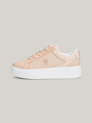 sneakers sportive casual con suola alta rosa da donne tommy hilfiger