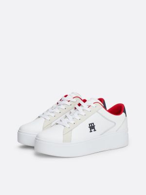 sneakers sportive casual con suola alta bianco da donne tommy hilfiger