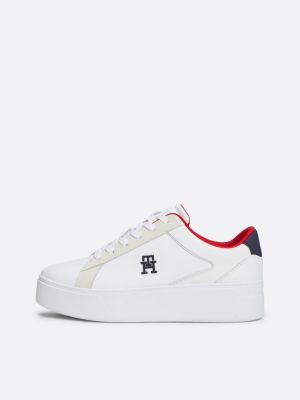 sneakers sportive casual con suola alta bianco da donne tommy hilfiger