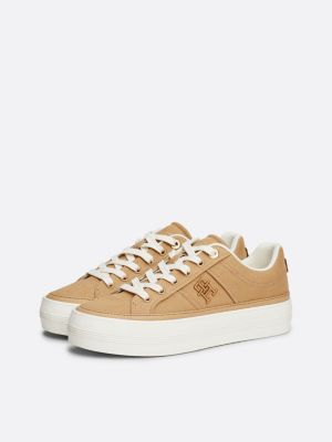 Sneakers Casual in tela con suola alta Khaki Tommy Hilfiger